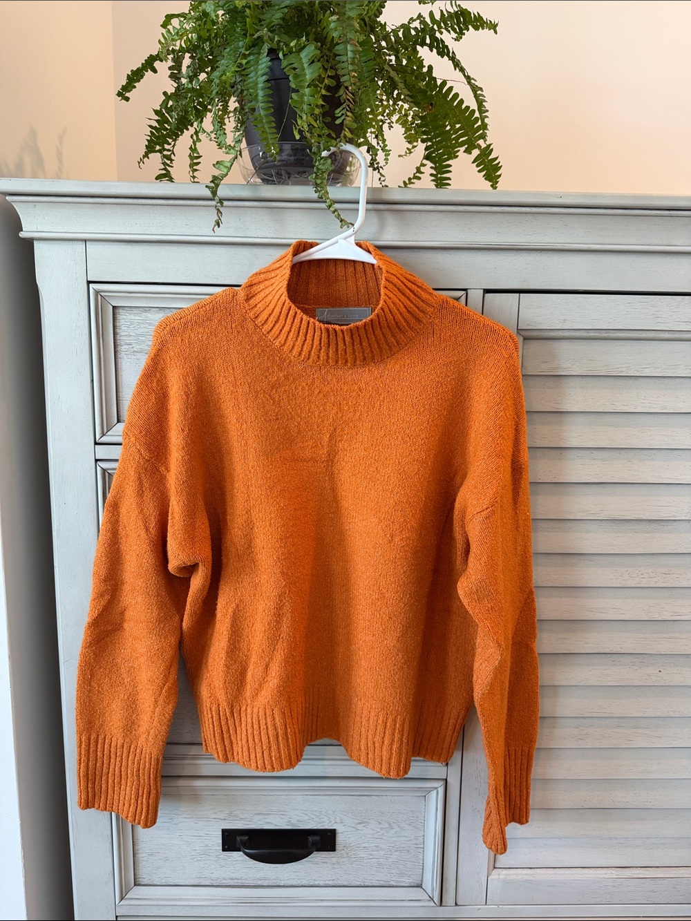 Cozy Burnt Orange Women's Mock Neck Oversized Sweater